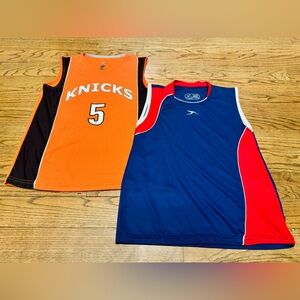 Boys Basketball Jersey Bundle Youth Large Knicks #5 Orange Blue Sleeveless Tops